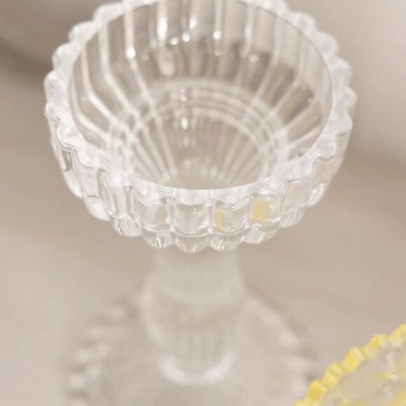 Vintage LE Smith Glass Yellow Fairy Lamp Candle Holder with Clear Base - Picture 5 of 6